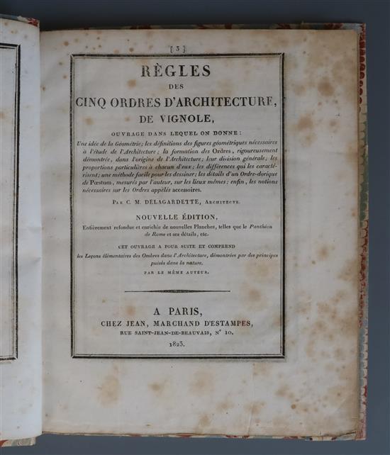Delagardette, C.M. - Regles des cinq ordres darchitecture, de Vignole, board with Lecons